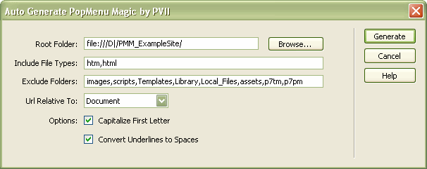 The Auto Generate interface
